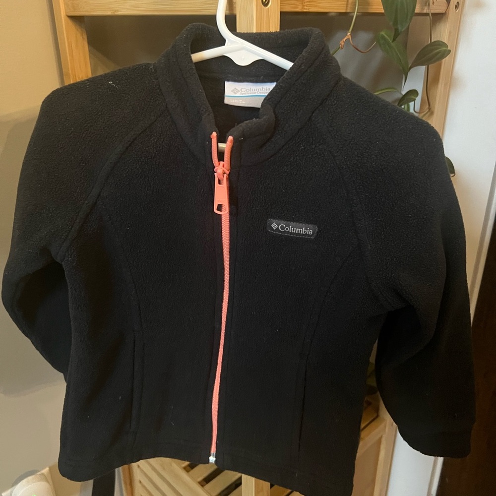 Columbia Black Fleece Jacket with Pink Accents